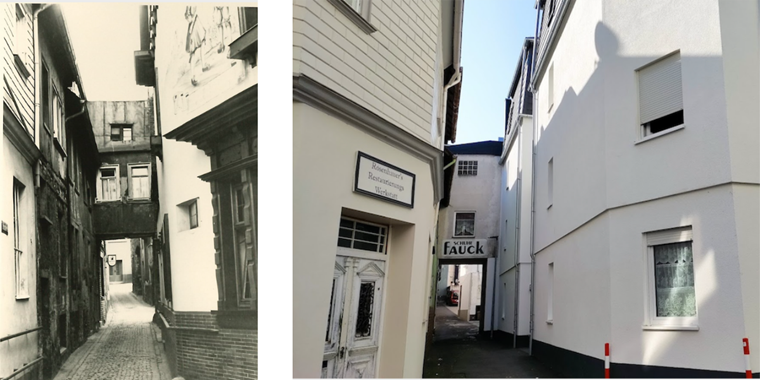 Die beiden Fotos zeigen die Salzpforte 1958 und 2022 im Vergleich
