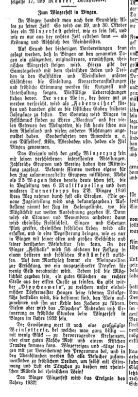 Das Winzerfest 1932
