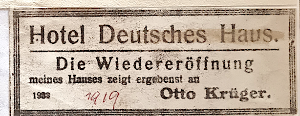 Eine Anzeige des Deutschen Hauses aus 1919.