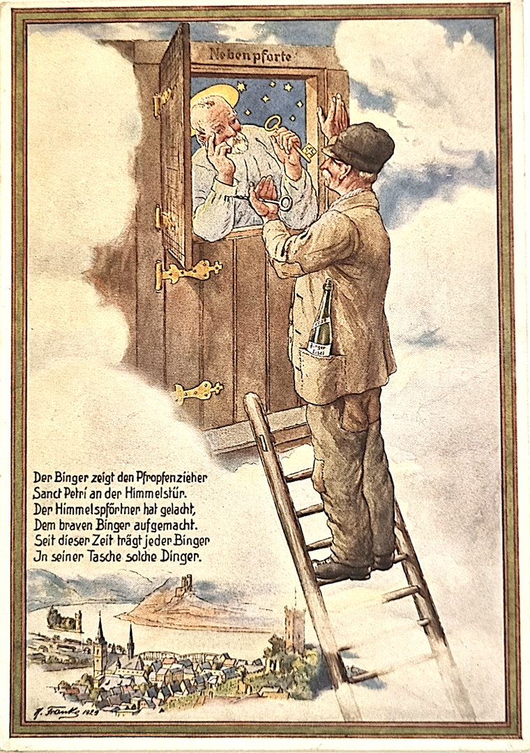Postkarte, 1929 gemalt von H. Franke, erschienen im Binger Hilsdorf-Verlag.