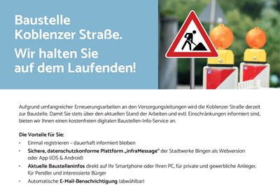 Hinweis auf den neuen Baustellen-Info-Service. Hinweis auf den neuen Baustellen-Info-Service.