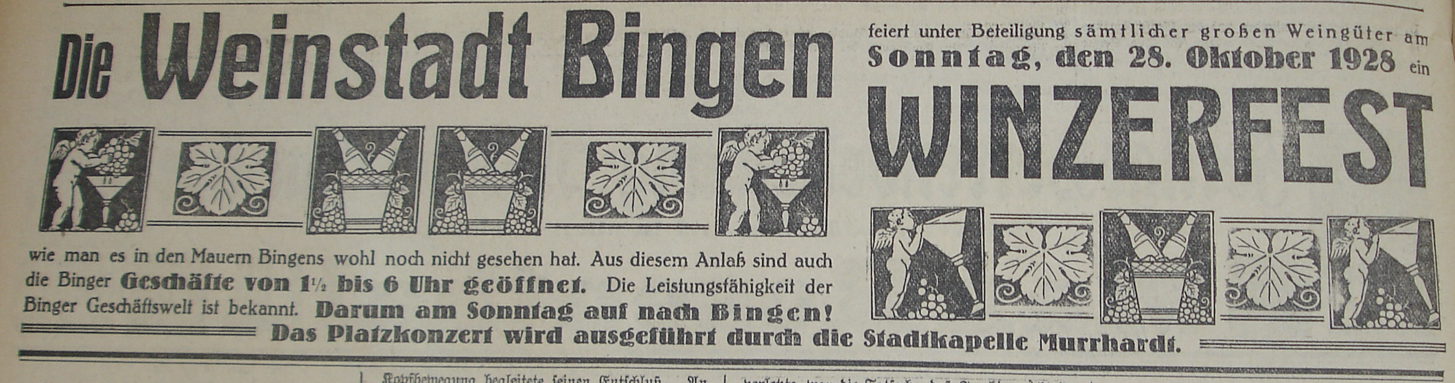1928 – die ersten Anfänge eines zentralen Binger Weinfestes