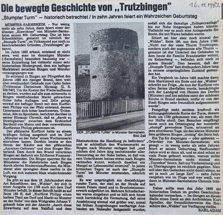 Ein Zeitungsartikel über den Stumpfen Turm