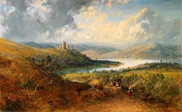 Bildnachweis: William Olliver: Ruine Lahneck, Öl/Lwd. 1852
