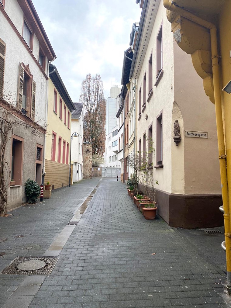 Blick von Westen auf Stadtmauer und Tor heute