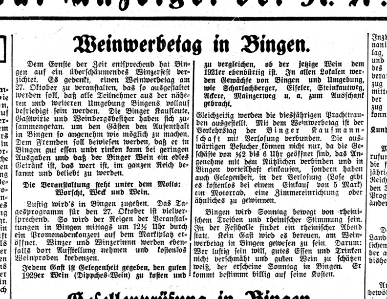 Das Winzerfest 1929