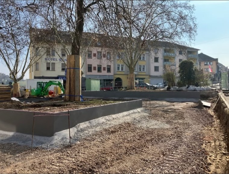 Die Bauarbeiten am Venarey-les-Laumes-Platz