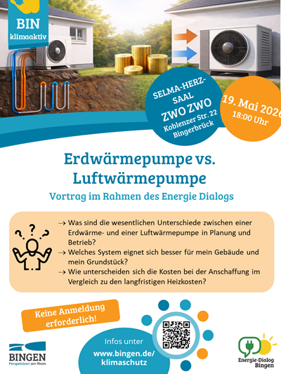 Plakat Vortrag Erdwärmepumpe vs. Luftwärmepumpe