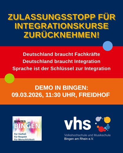 Flyer „Zulassungsstopp für Integrationskurse zurücknehmen!“