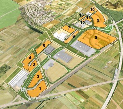 Commercial and industrial park in Bingen and Grolsheim