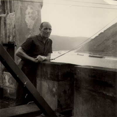 Anton Berges an seinem Arbeitsplatz auf dem Mäusturm   |  Quelle: Heimatverein Bingerbrück 