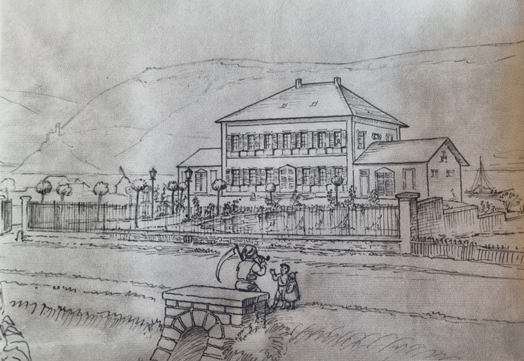Die Villa Eden 1839, Zeichnung von Anneliese Reichmann nach E. Heipers 1839.