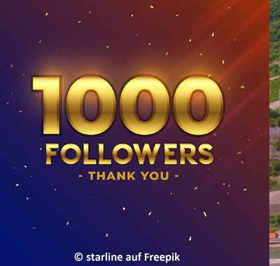 Vielen Dank für 1000 Follower bei Instagram