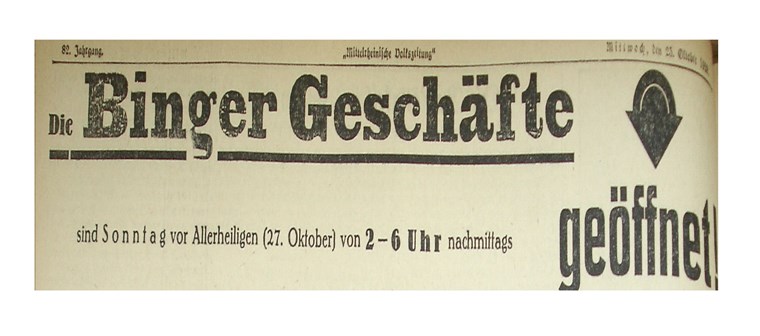 Hinweis zum Mantelsonntag aus der Mittelrheinischen Volkszeitung