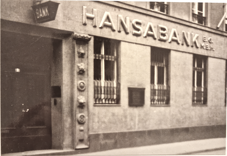 Hansabank, Mainzer Str. 3, vermutlich 1950er Jahre.
