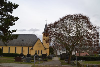 Der Kempter Friedhof mit der Dreikönigskirche.