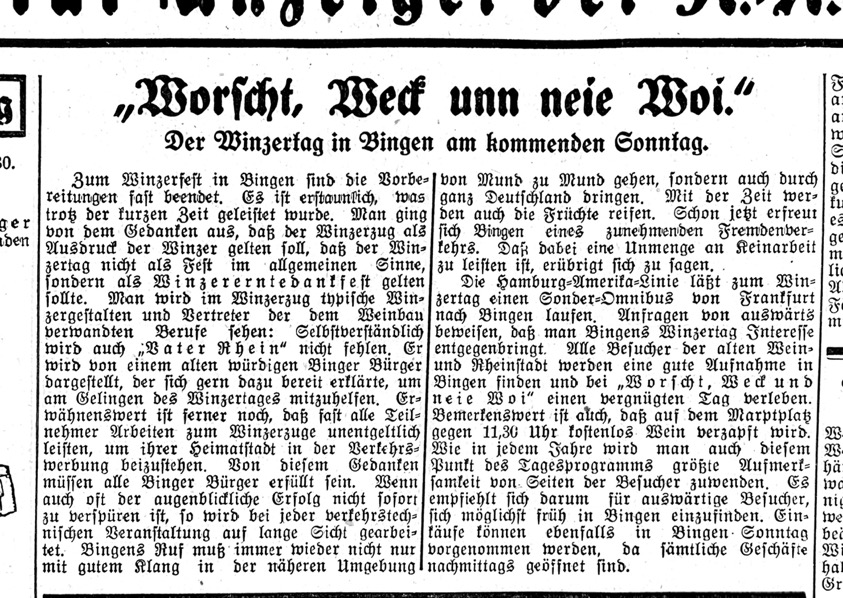 Das Winzerfest 1930