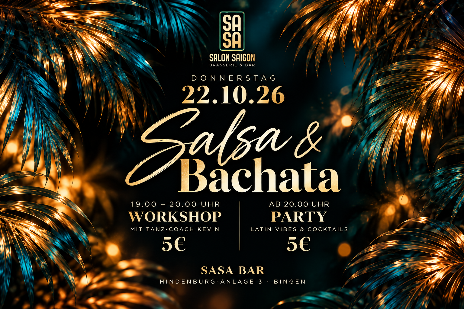 SALSA & BACHATA NIGHT @ SASA Bar im Palais Bingen