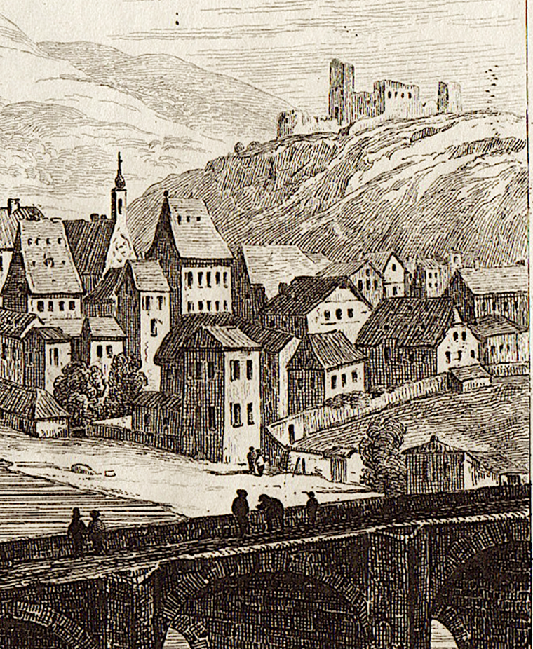 Die Ruine Burg Klopp, 1. Hälfte des 19. Jahrhunderts bzw. um 1850
