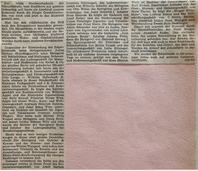 Ein Rückblick in die Geschichte der Binger Schmittstraße, der selbst fast 60 Jahre alt ist.