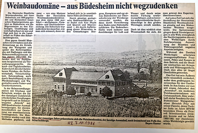 Artikel aus der Allgemeinen Zeitung vom 7. Oktober 1988
