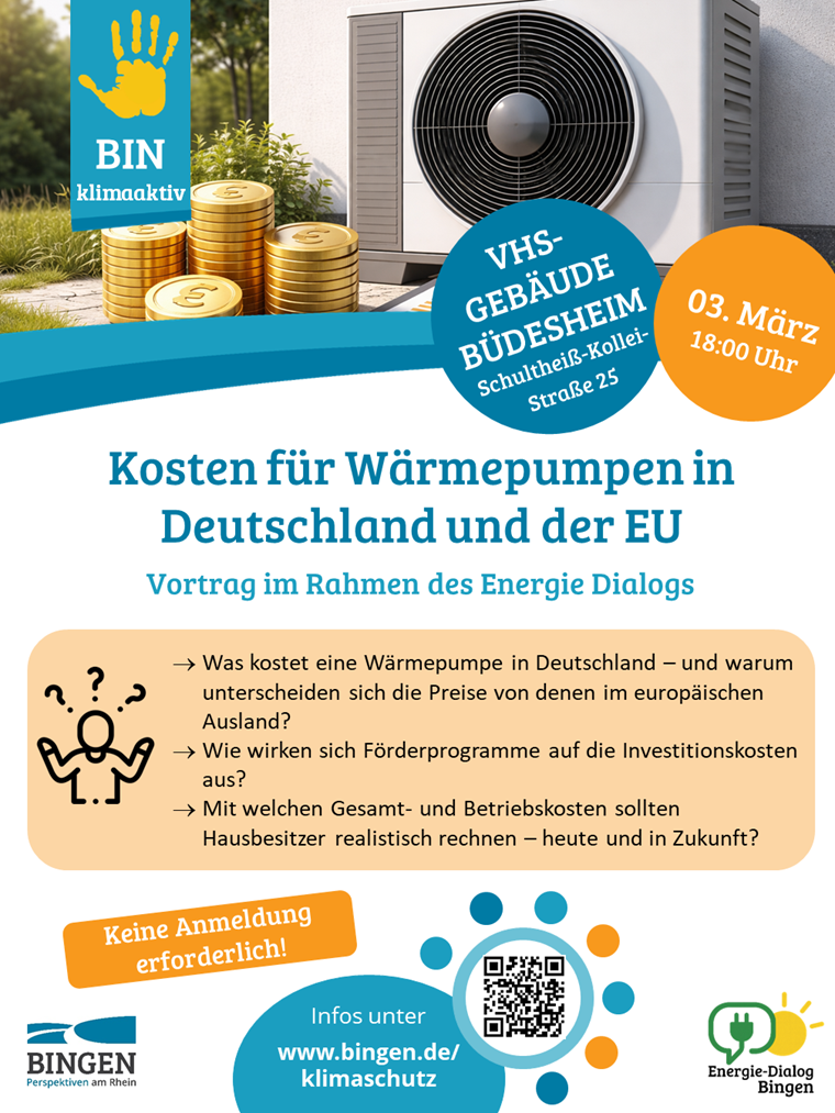 Plakat Vortrag "Kosten Wärmepumpe"