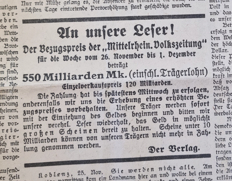 Zeitungs-Abo 550 Milliarden