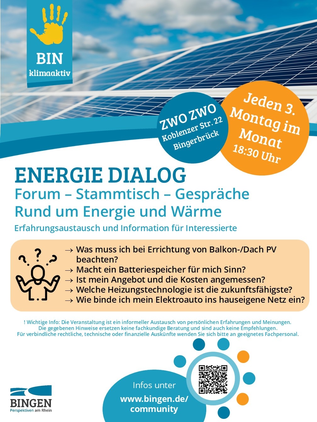 Jeden 3. Montag im Monat findet im Zwozwo der Energie-Dialog statt.