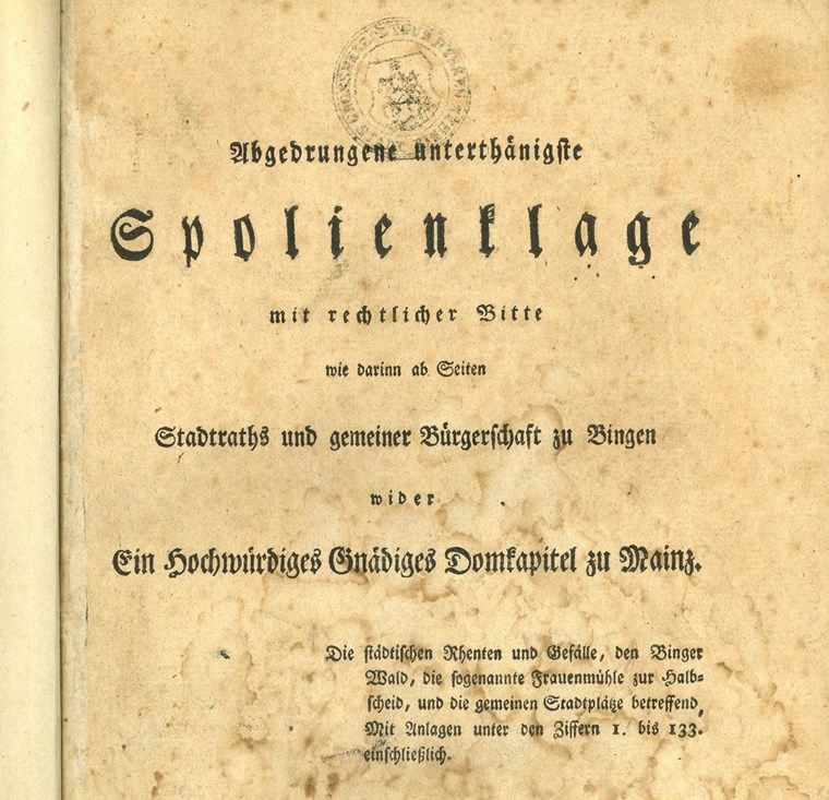 Die Binger "Spolienklage" von 1790