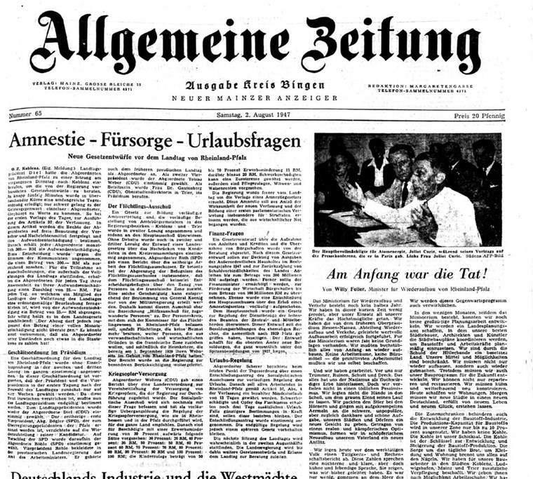 Anfang August 1947 und damit 2,5 Monate nach der Wahl gab es endlich einen Landtag
