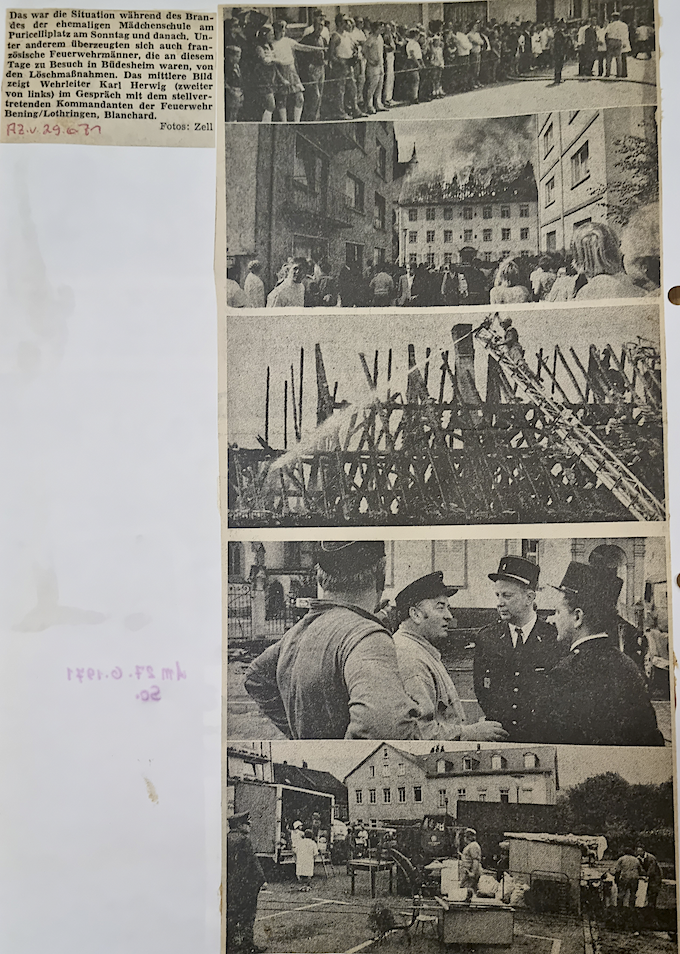 Dieser Zeitungsbericht erschien in der Allgemeine Zeitung am 29.06.1971 über den Brand. Foto Zell. (Teil 2)