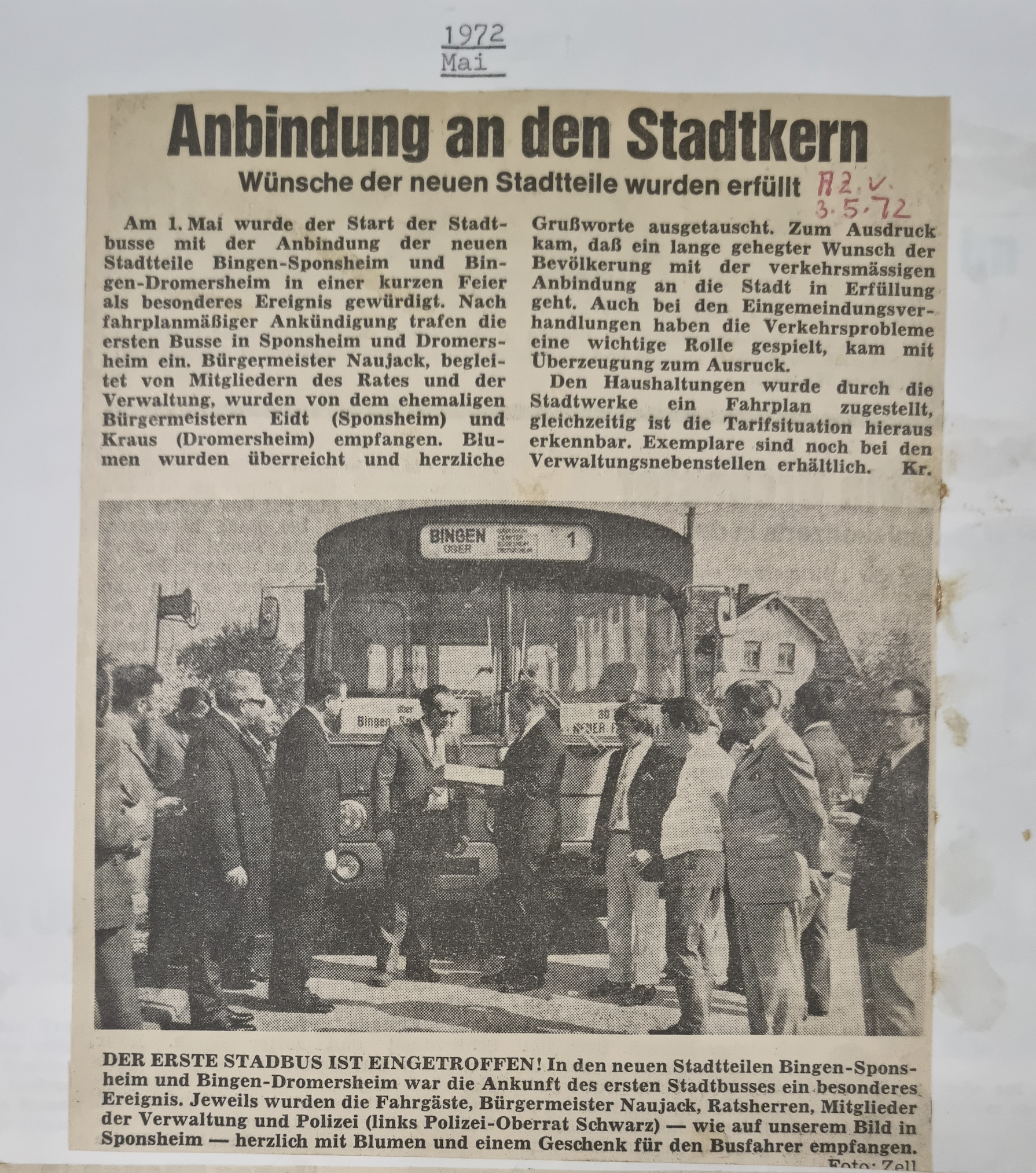 Vor 50 Jahren - Die ersten Stadtbusse in Dromersheim und Sponsheim