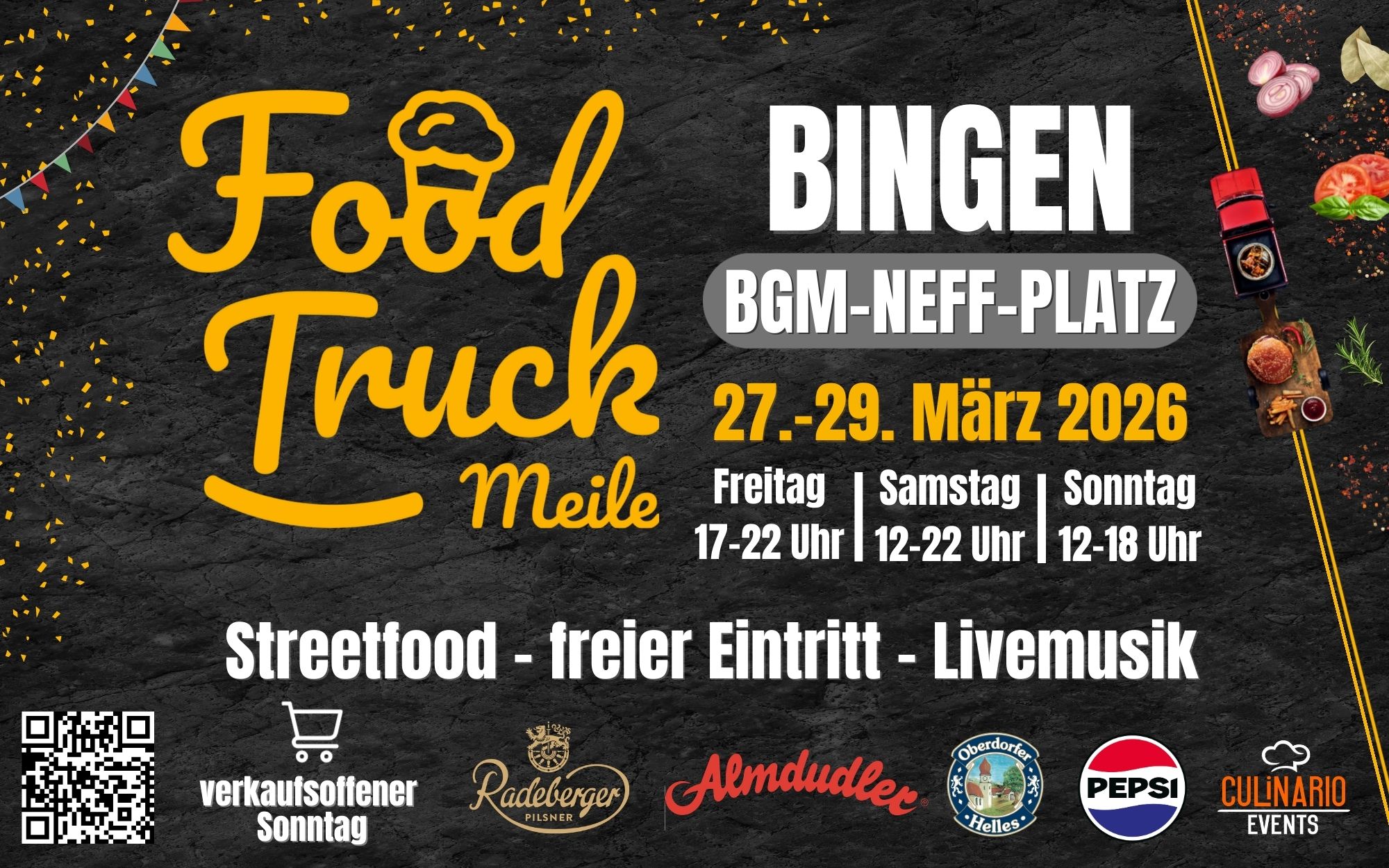 Am letzten Wochenende in März gibt es in Bingen wieder eine Foodtruck-Meile.