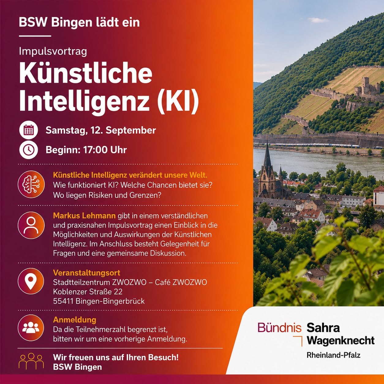 BSW Bingen lädt ein - zum Impulsvortrag "Künstliche Intelligenz KI"